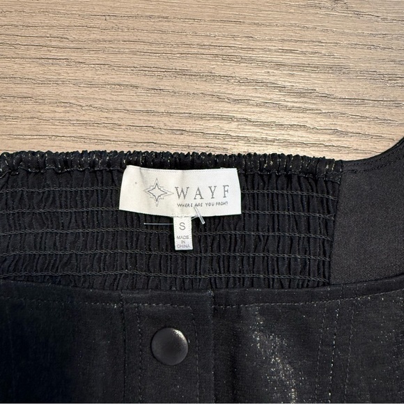 WAYF Black Cropped Corset Boning Button Up Top Sz Small Night Out Square Neck - Picture 2 of 8